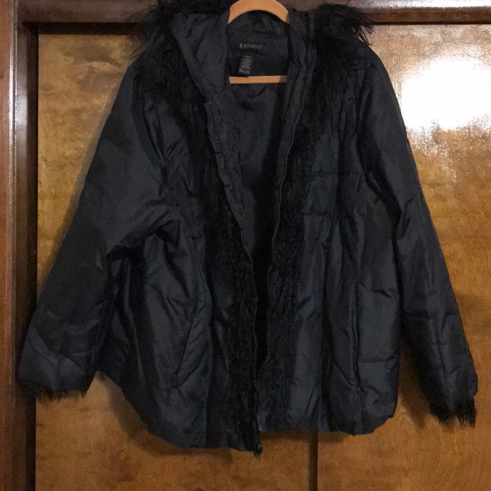 Lane Bryant down coat with faux fur trimming